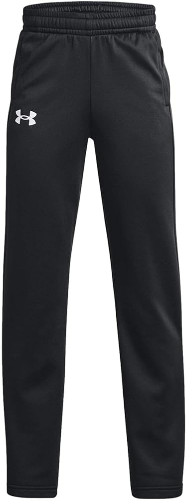 Under Armour Boys' Armourfleece Straight Leg Pant (as1, Alpha, m, Regular, Black/White, Medium)