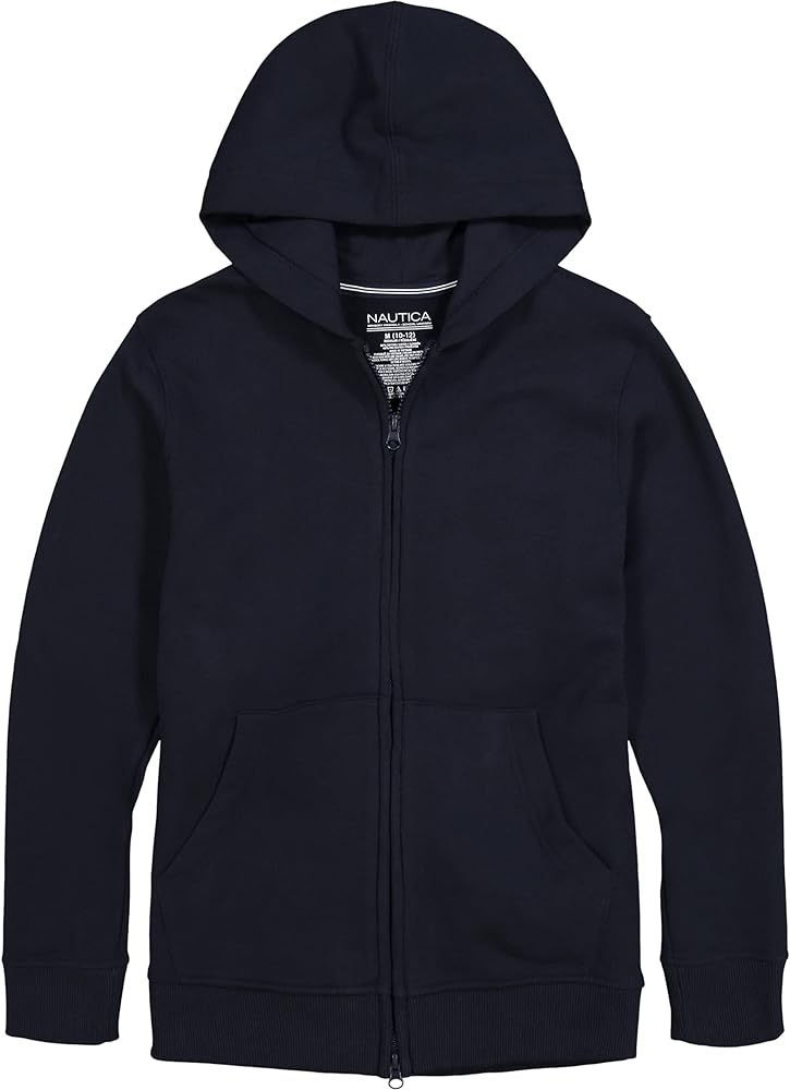 Nautica Boys' Long Sleeve Sensory-Friendly Fleece Full Zip Hoodie