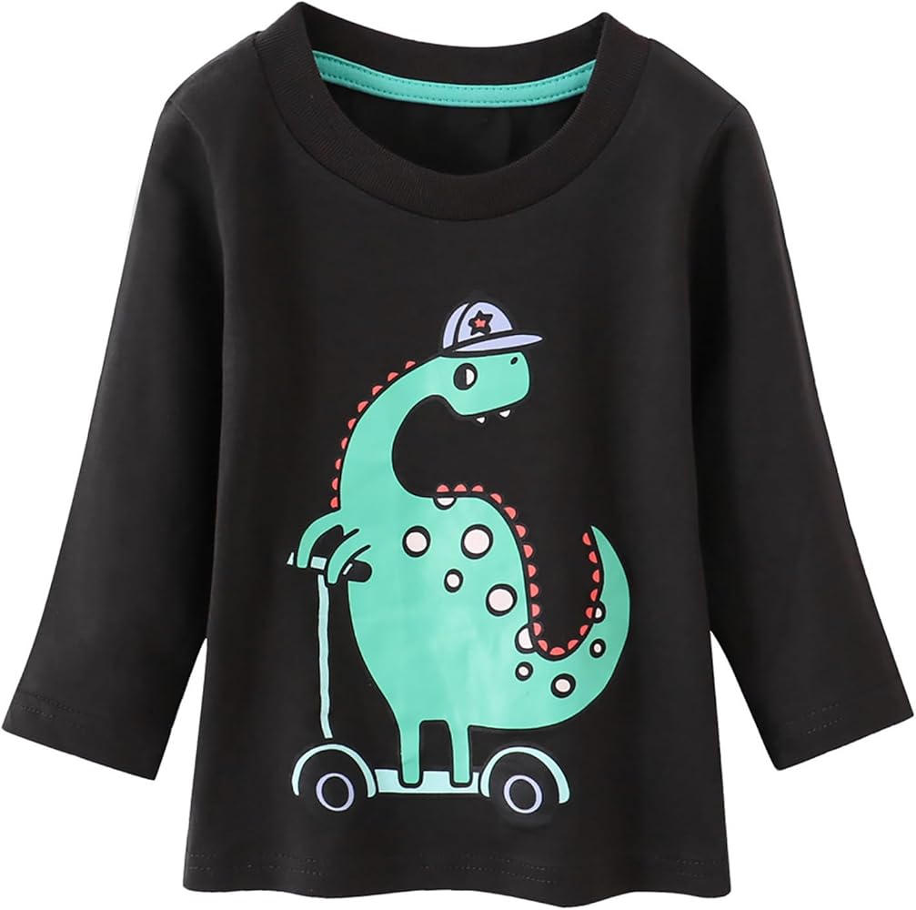 Toddler Boys Girls Long Sleeve Dinosaur Prints T Shirt Tops Clothes Boys Workout Shirts