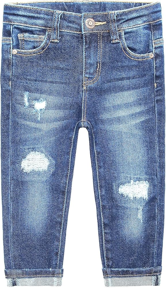 KIDSCOOL SPACE Baby Girl Boy Jeans,Little Kid Elastic Band Inside Ripped Denim Jeans Pants