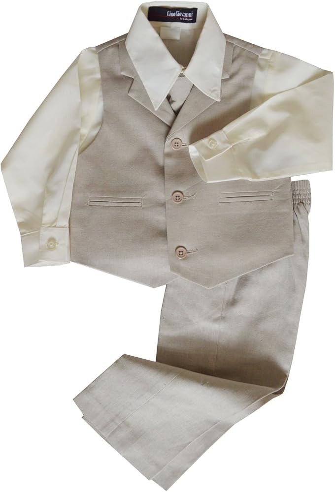 Boys Summer Linen Blend Suit Vest Dresswear Set