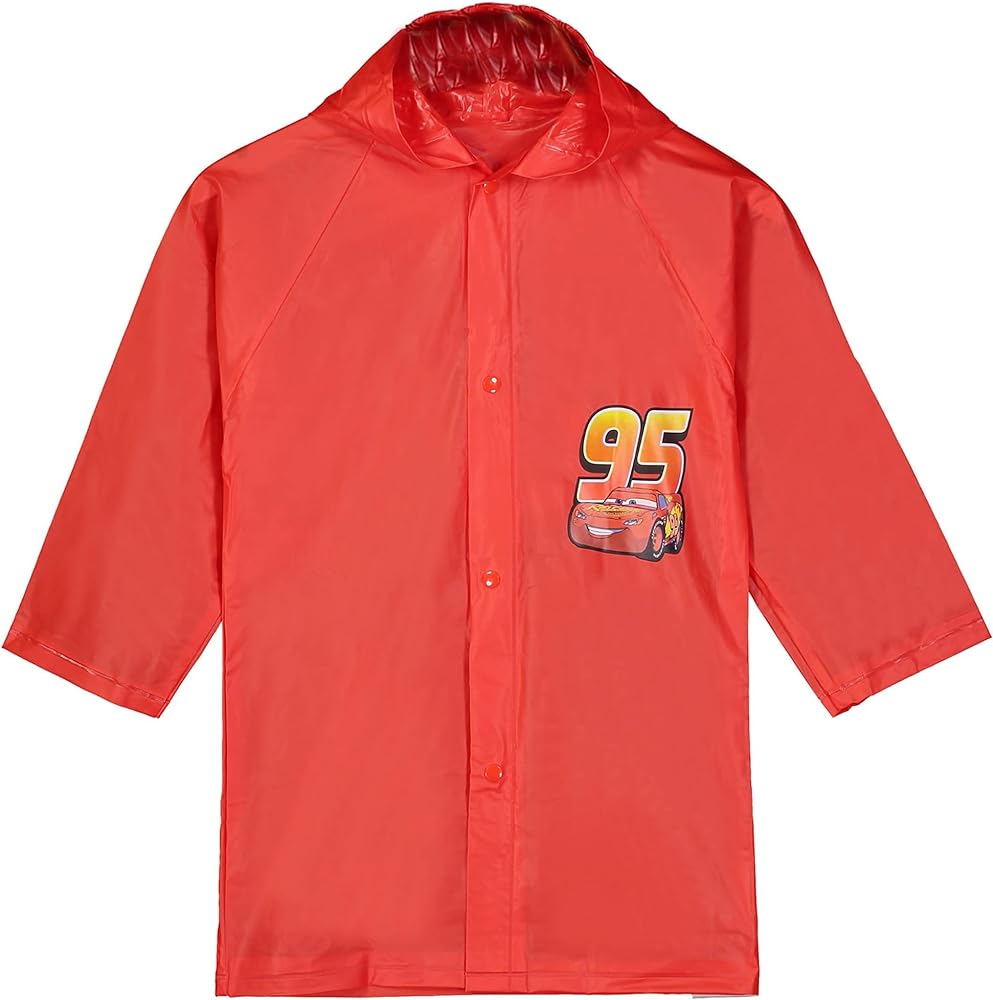 Disney Pixar Cars Little Boys' Lightning McQueen Waterproof Outwear Hooded Rain Slicker - Toddler