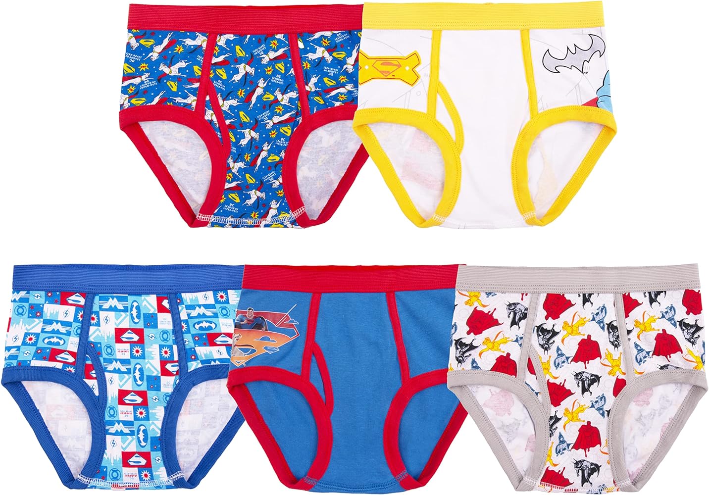 DC Comics Boys' League of Super-Pets 100% Combed Cotton 5-pk Briefs in Sizes 4 and 8