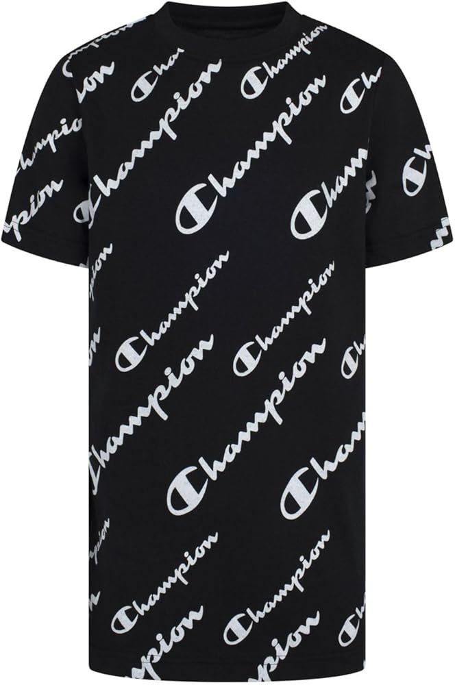 Champion Little Boys Short Sleeve All Over Print T-Shirt Size 4 Black