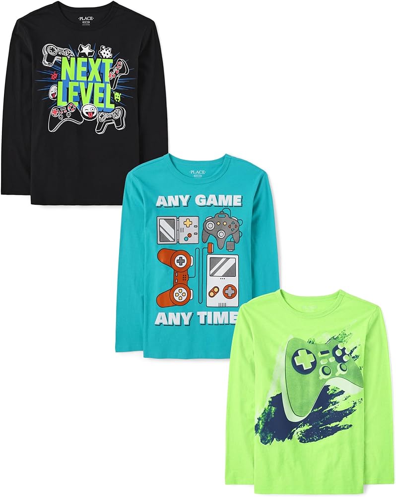 The Children's Place boys Classic Gamer And Game Boss Tee 2 Pack