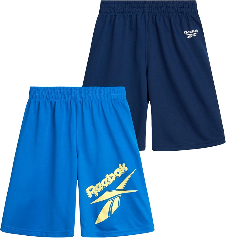 Reebok Boys' Active Shorts - 2 Pack French Terry Sweat Shorts - Gym Running Performance Athletic Shorts (8-20)