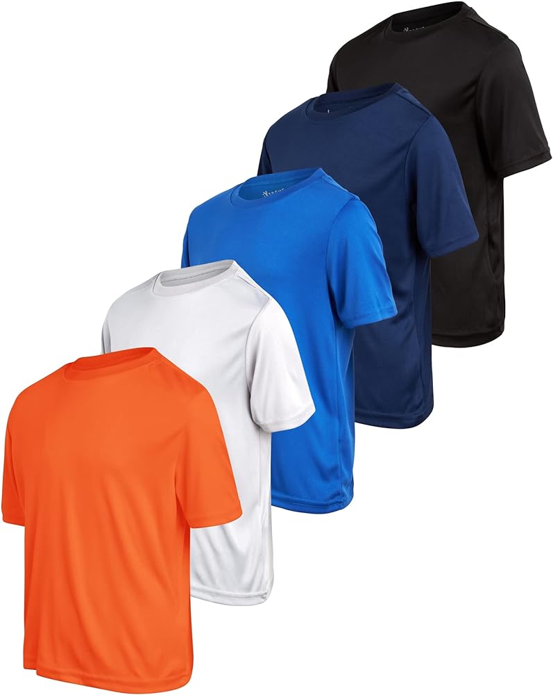 iXtreme Boys' Active T-Shirt - 5 Pack Performance Dry-Fit Short Sleeve Sports Tee - Athletic Workout Shirt for Boys (6-18)