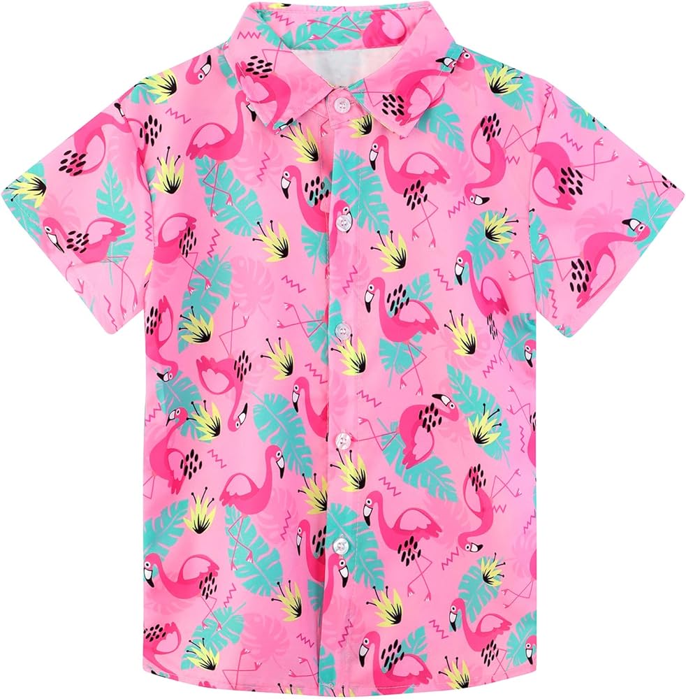 XiaoMoSha Hawaiian Shirts for Boys Button Down Shirt Short Sleeve Shirts Girls Hawaiian Shirt Summer Beach Tops for Kids