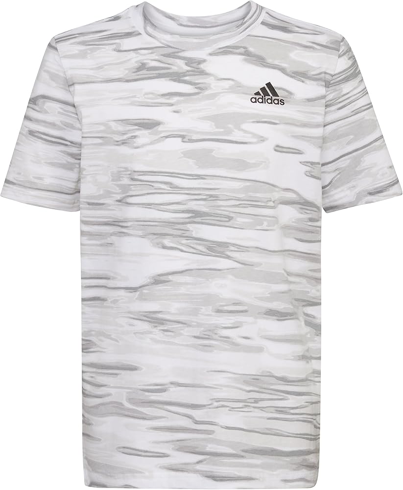 adidas Boys' Short Sleeve Cotton Allover Camo Bos Logo T-Shirt