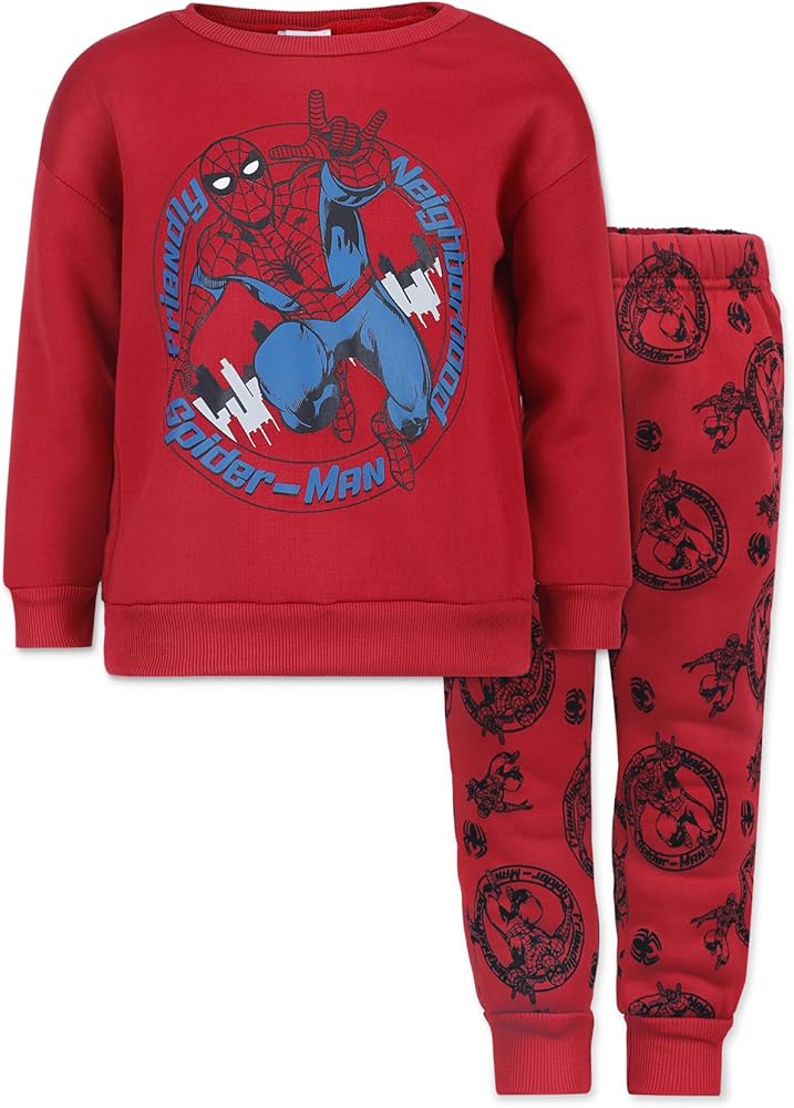 Marvel Spider-Man Boys 2 Piece Sweatshirt and Pants Set for Toddlers and Big Kids