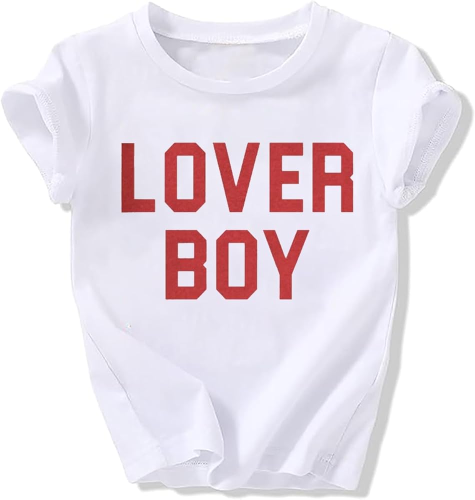 Toddler Boy Valentine's Day T Shirt Cute Lover Boy Shirt Kids Funny Letter Print Valentine's Day Shirts Tops