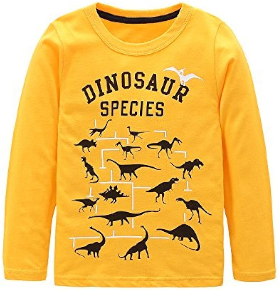 Boys Cotton Long Sleeve T-Shirts T Rex Dinosaur Shirt Graphic Tees