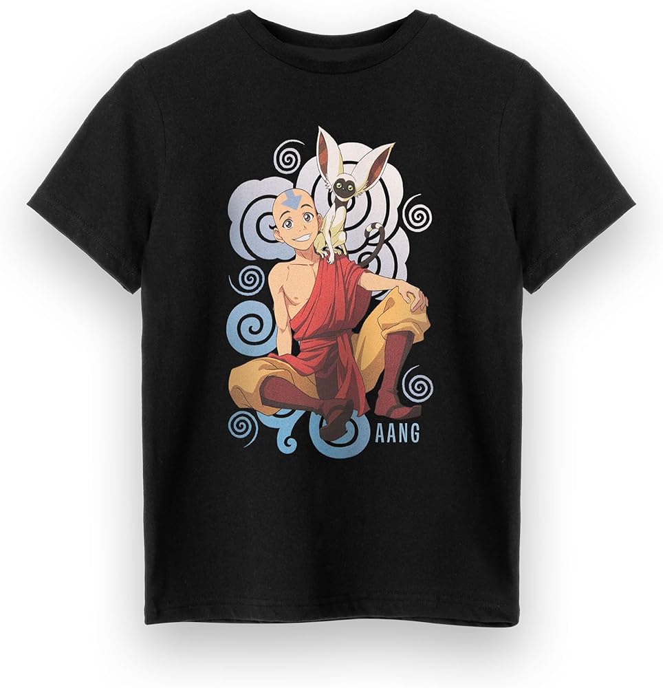 Avatar The Last Airbender Boys T-Shirt | Kids Short Sleeve Black Graphic Tee Anime Apparel Top