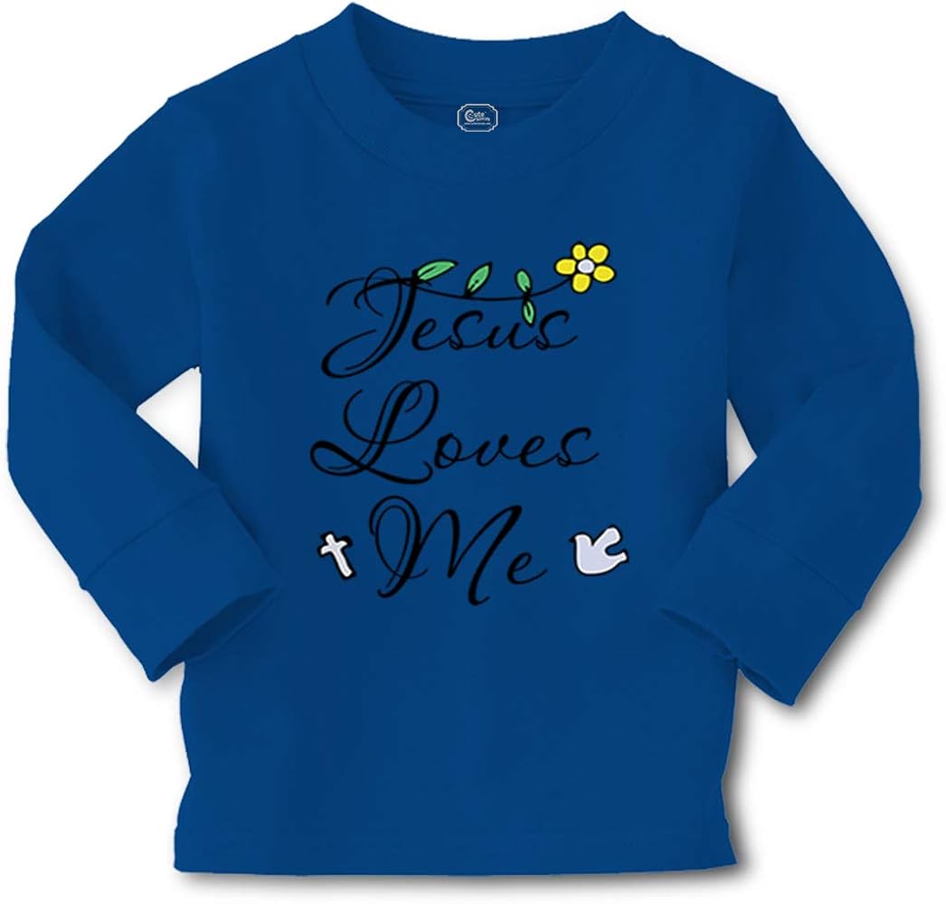 Kids Long Sleeve T Shirt Jesus Loves Me Christian Cotton Boy & Girl Clothes