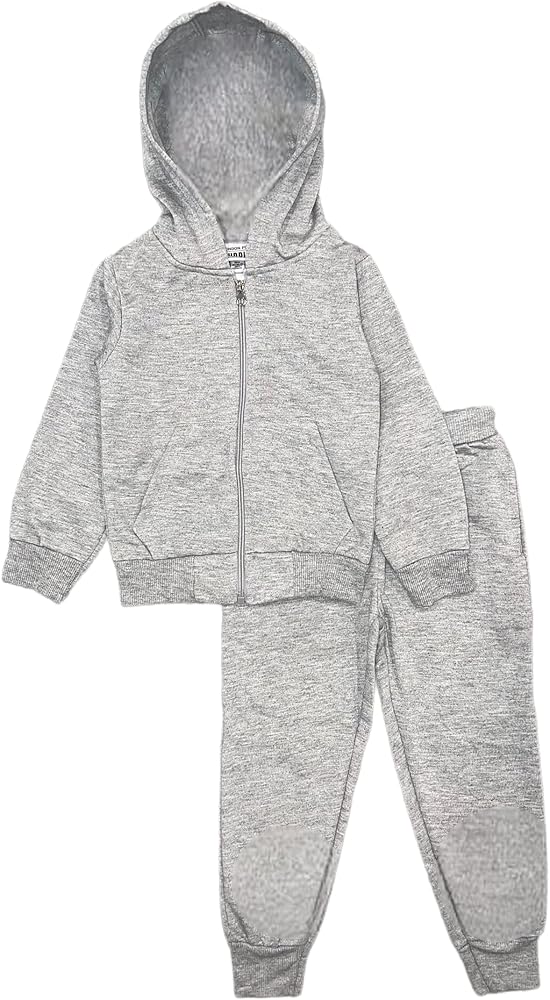 LONDON FOG Boys' Fleece Jogger Set - 2 Piece Basic Solid Full Zip Hoodie and Sweatpants