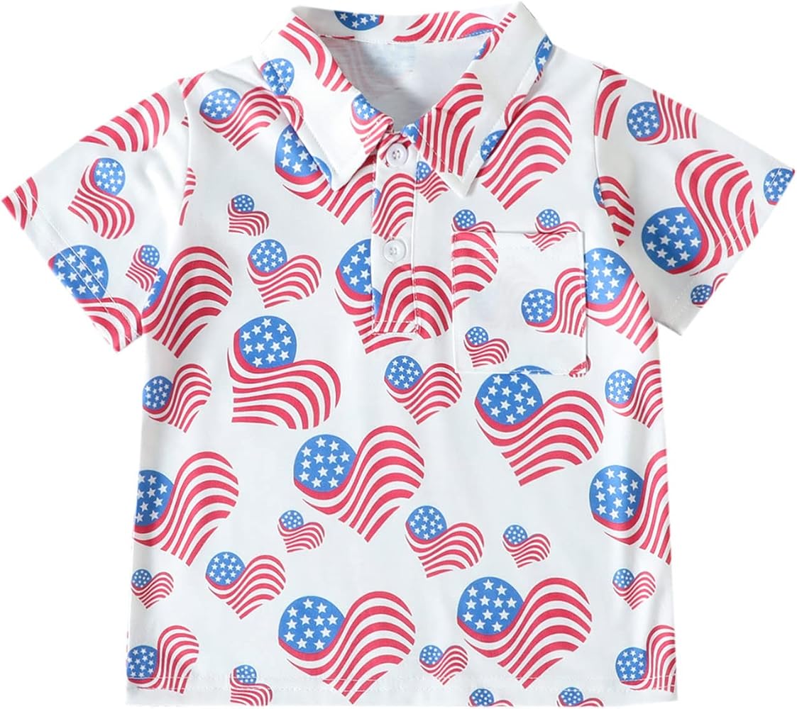 Toddler Boys T Shirts Girls Short Sleeve Independence Day 4 of July Kids Tops T Shirt with Pocket Boys