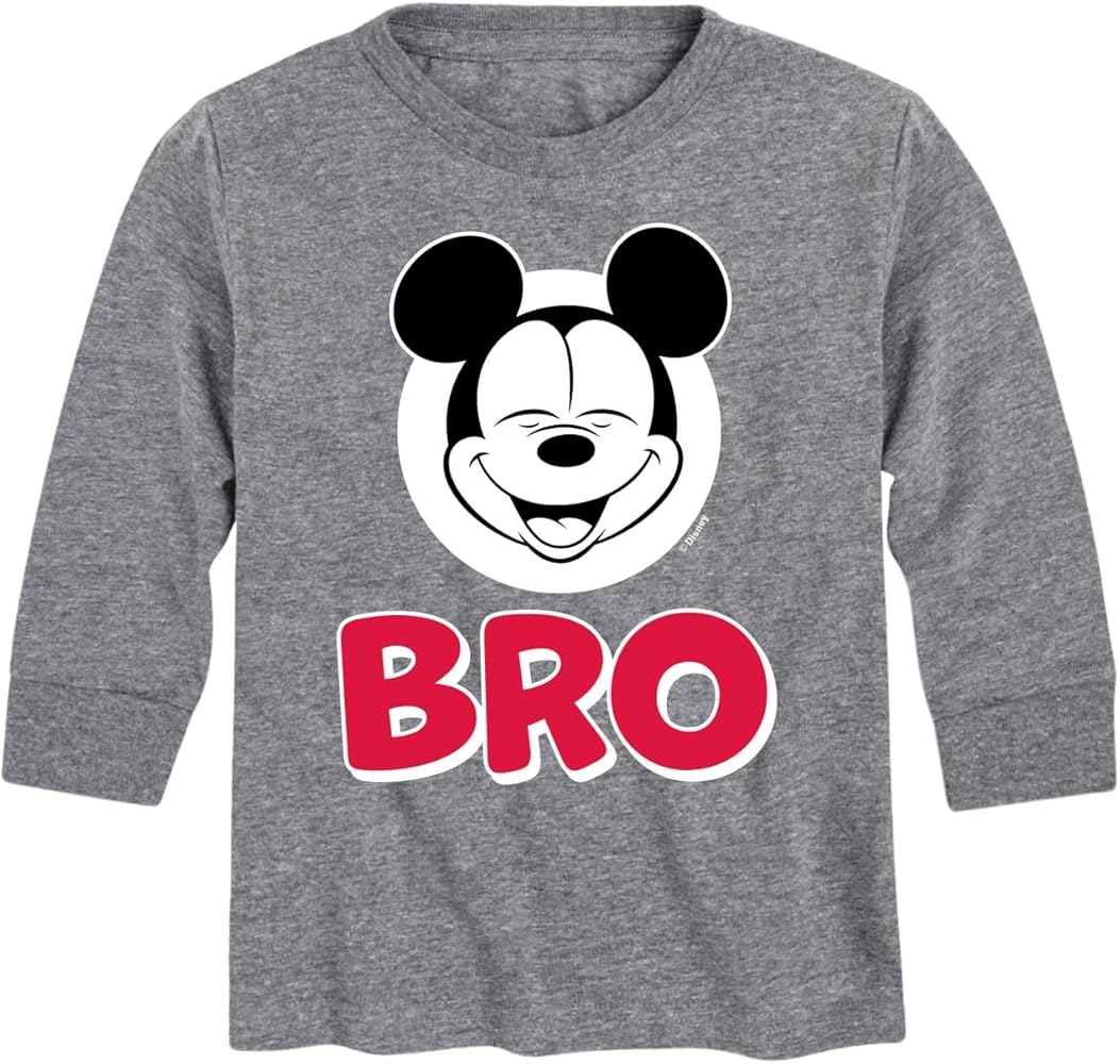 Disney Jr. Mickey & Friends - Sibling Tee - Mickey Bro - Youth Long Sleeve Graphic T-Shirt