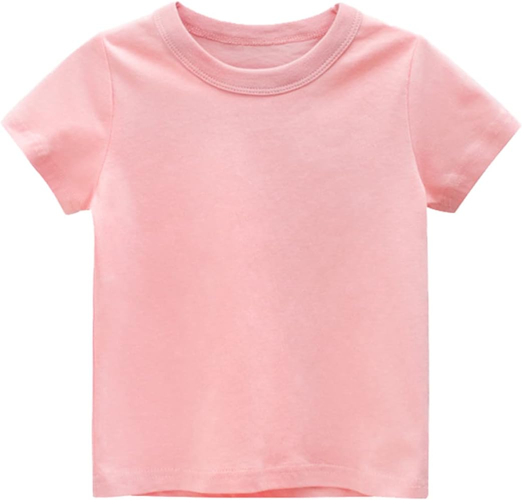 Toddler Kids Girls Boys Basic T Shirt Casual Summer Tees Shirt Solid Tops Boys Summer Short Sleeve Crew