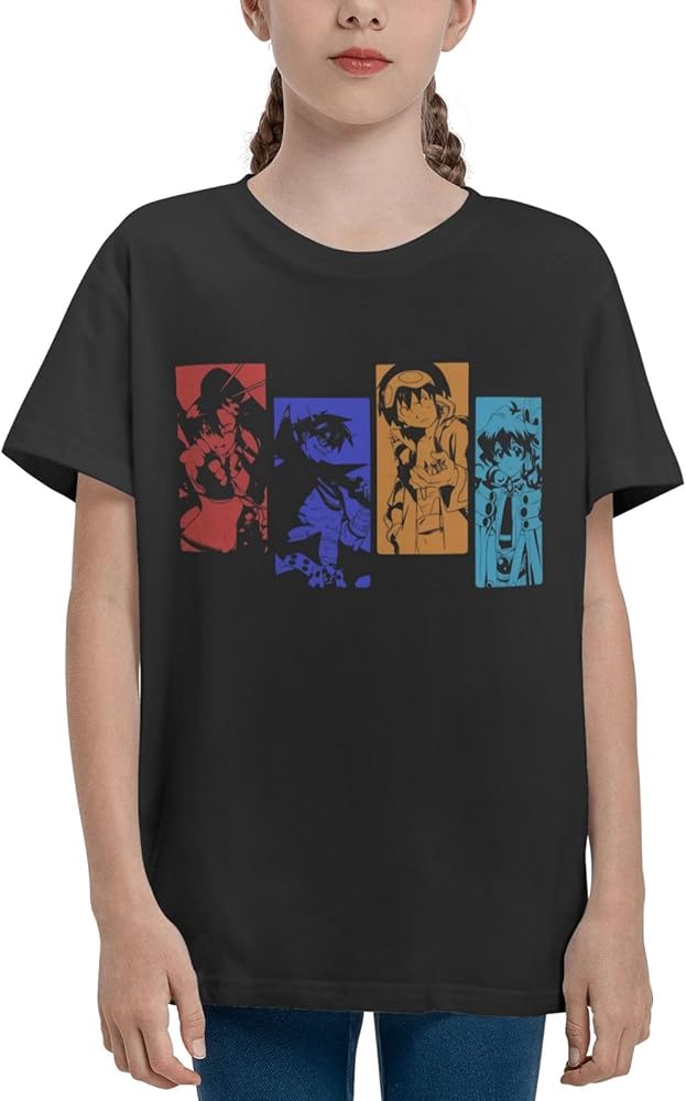 Anime Gurren Lagann Shirt Boys Girls Round Neck Short Sleeve Cotton Tees