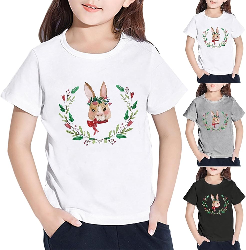 Easter's Day T-Shirts for Toddler Boys Easter Eggs Bunny Flower Hoops Tee Shirts Kids Tops