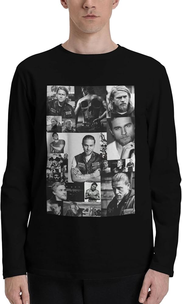 Charlie Hunnam T Shirts Boys Loose Fit Casual Athletic Long Sleeve Round Neck Cotton T Shirts Tops