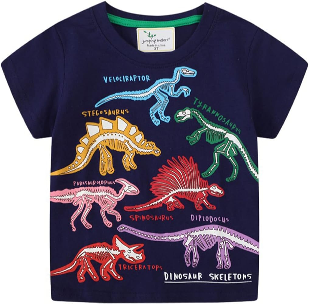 Christmas Tees for Teenage Boys T Shirt for Boys with Dinosaur Motif Black Tops for Boys Pack