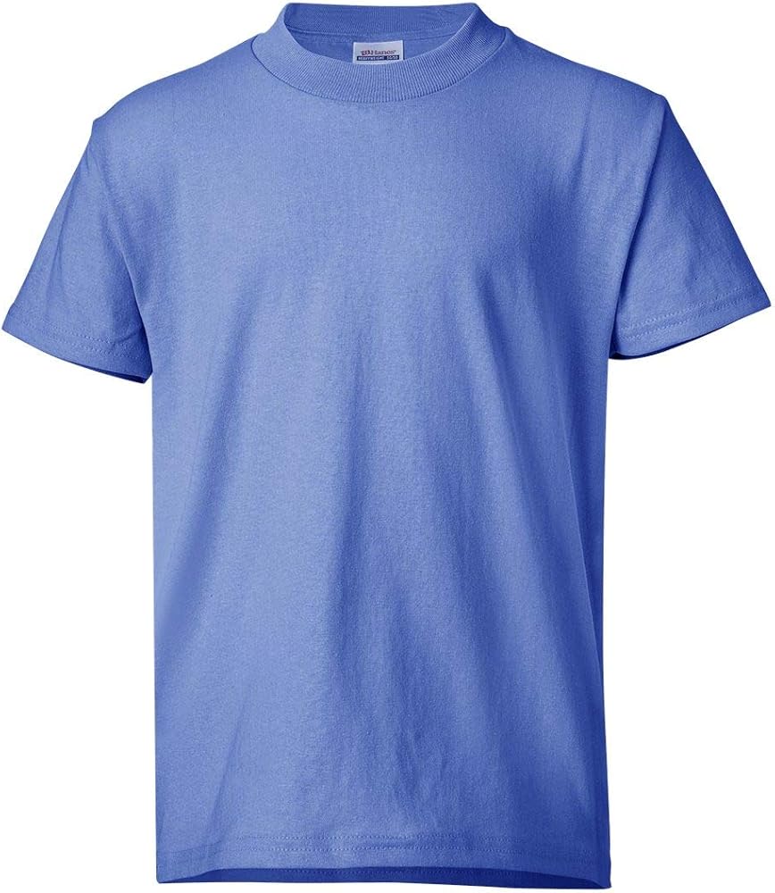 By Hanes Hanes Youth 52 Oz, 50/50 EcoSmart T-Shirt - Carolina Blue - L - (Style # 5370 - Original Label)