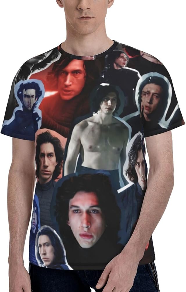 Adam Driver T Shirt Men's Summer Comfortable Fit Soft Short Sleeve O-Neck Basic Tee Tops