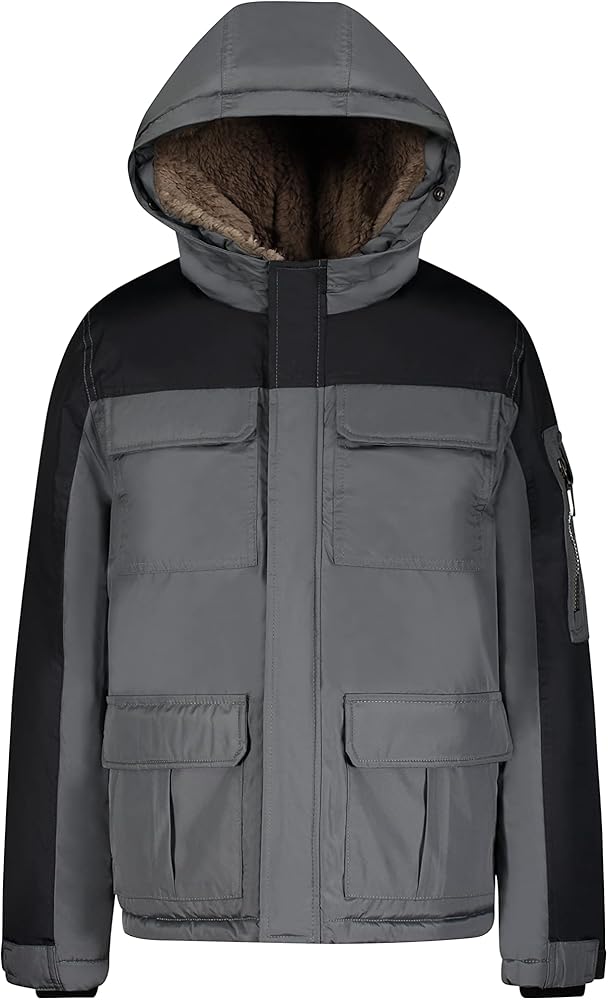 LONDON FOG Boys' Warm Winter Coat Parka with Cozy Trimmed Hood