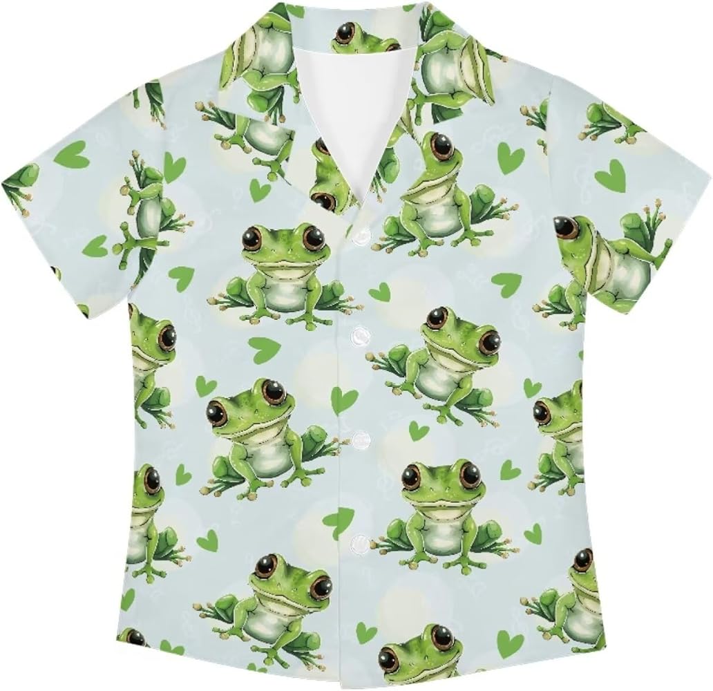 Printed Funky Hawaiian Shirt Boys Girls Short Sleeve Casual Button Down Beach Shirts