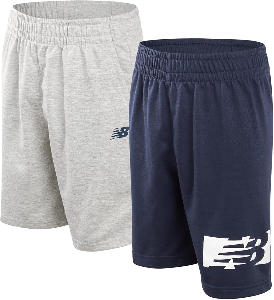 New Balance Boys' Athletic Shorts - 2 Pack Active Performance French Terry Gym Shorts (4-16)