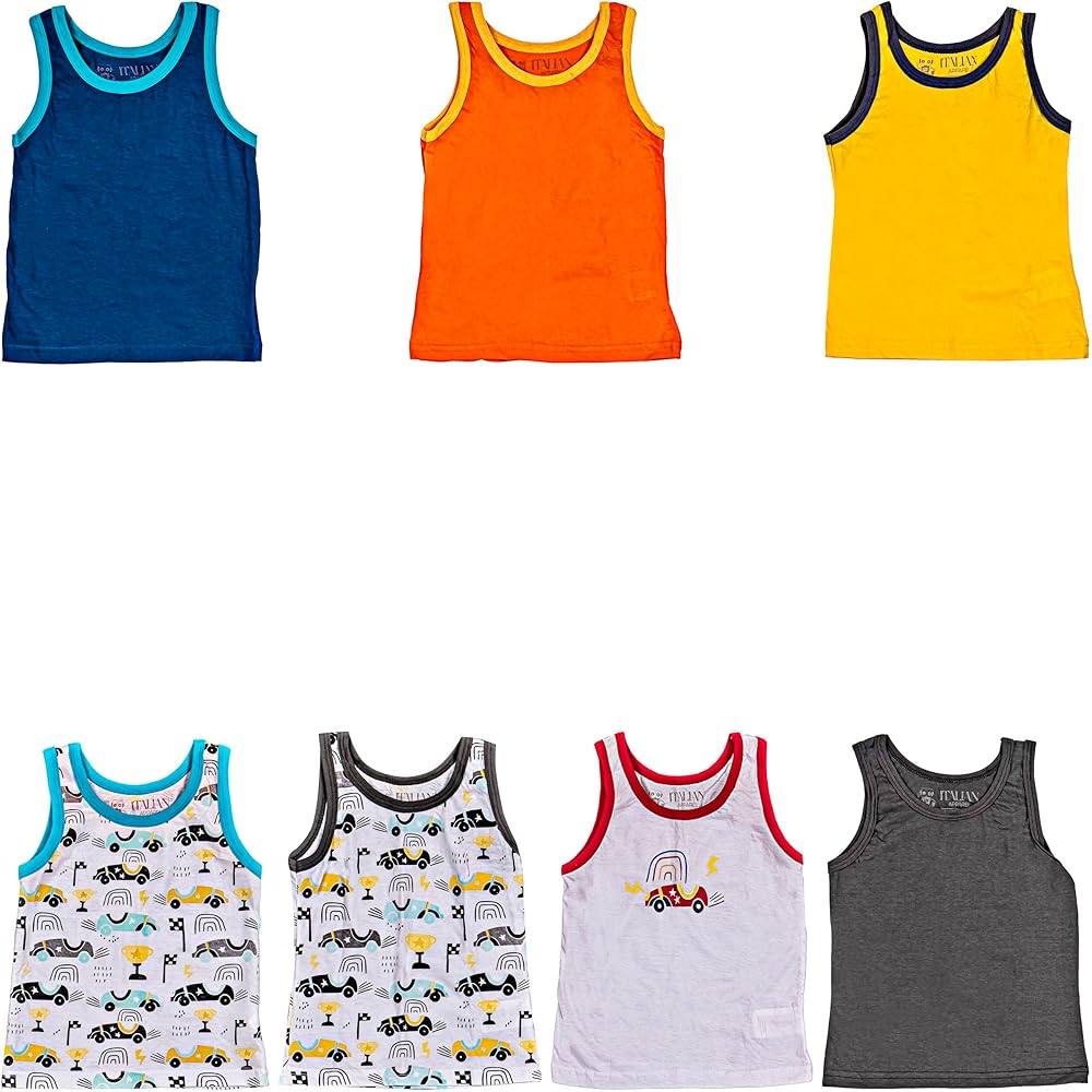 ITALIAN APPAREL - Toddler & Boys and Girls Shirts Tank TOP - 100% Cotton Imported Kids Uniforms Clothes Tshirts Underwear