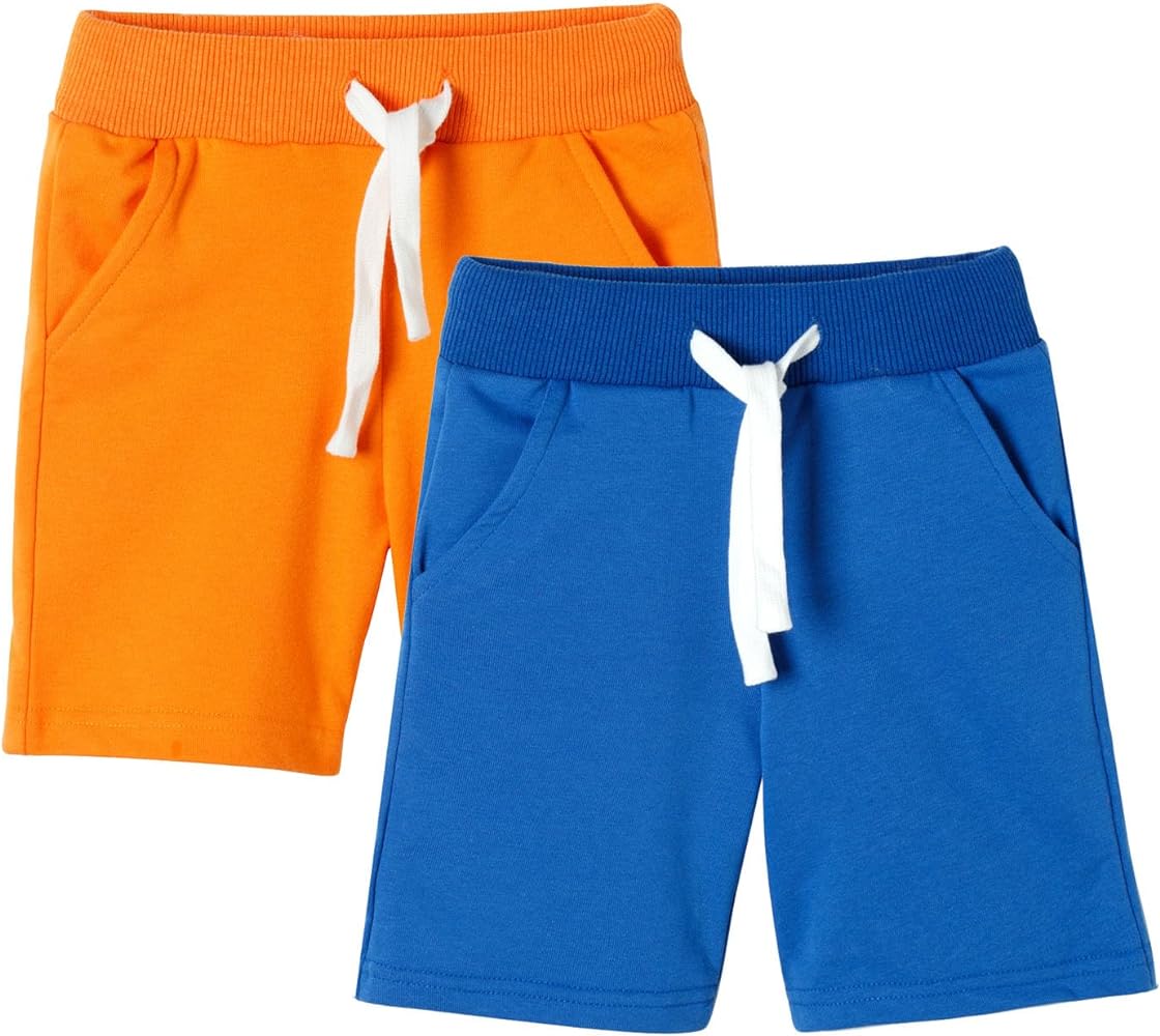 Mud Kingdom Boys Drawstring Terry Sweat Shorts with Pockets Casual Pull On Shorts