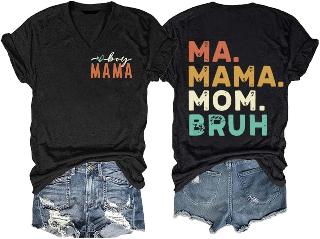 Mama Shirt, Ma Mama Mom Bruh Tshirt, Funny Casual Tee, V Neck Tops