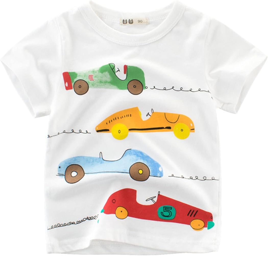 Toddler Kids Baby Boys Girls Cars Short Sleeve Crewneck T Shirts Tops Tee Clothes for Children 2t Tops Boys