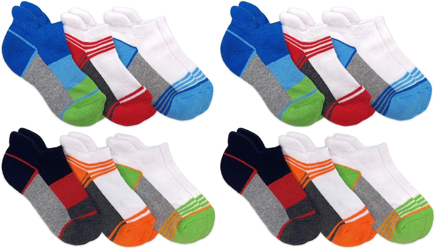 Jefferies Socks Boys Sport Tab Half Cushion Athletic Low Cut Socks 12 Pair Pack