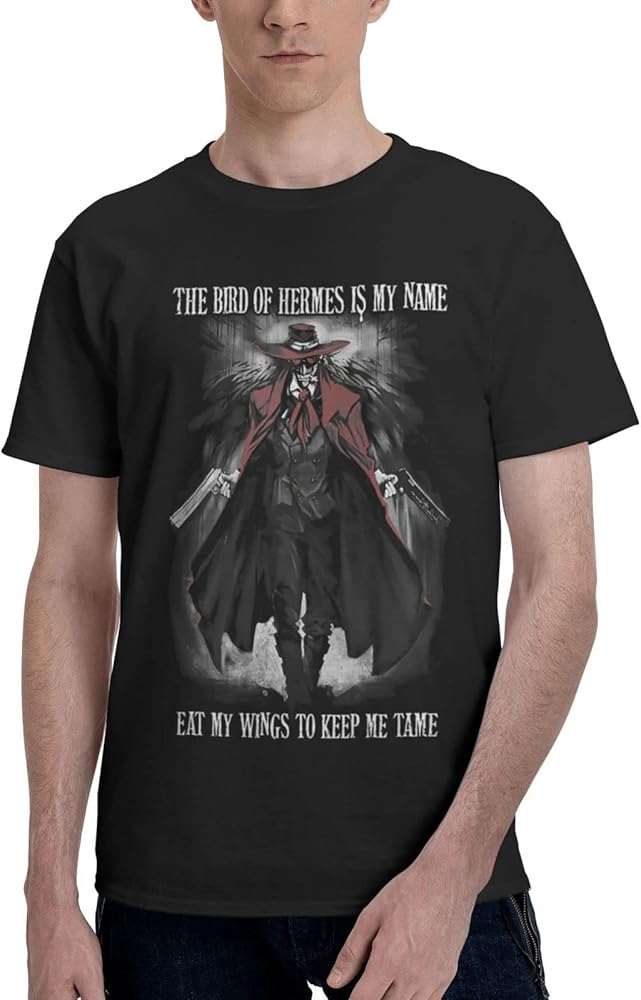 Anime Manga Hellsing T Shirt Mens Summer Crew Neck Tops Cotton Casual Short Sleeve Clothes