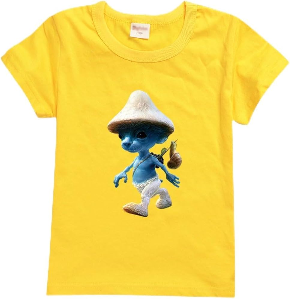 Smurf Cat Kids Summer Short Sleeve T Shirt Cotton Baby Boys Fashion Clothes Wаnnуwаn Boys Clothes Girls Tees Tops 8T tees