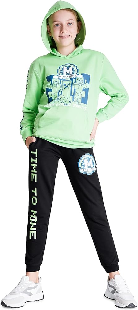 Minecraft Boys Tracksuit, Kids Hoodie and Joggers Set