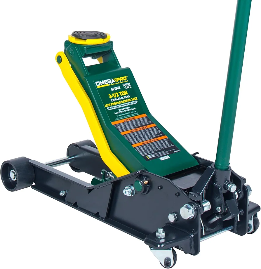 Omega Pro 3.5 Ton Low Profile Floor Jack - Lowering Speed Control with Hydraulic Quick Magic Lift - Heavy Duty Lifting from 3.5" to 21.5" for Auto Car Garage Shop