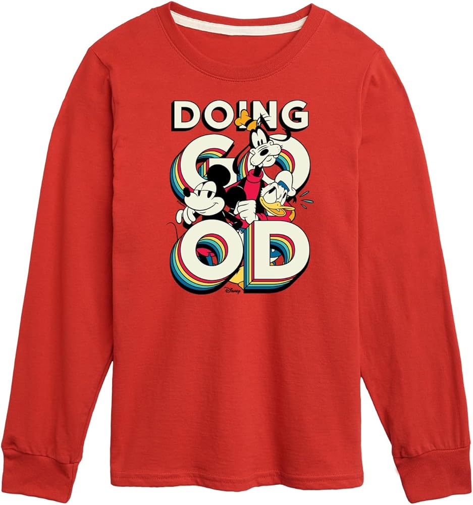 Disney Characters - Mickey & Friends - Mickey, Donald, & Goofy - Doing Good - Toddler and Youth Long Sleeve Graphic T-Shirt