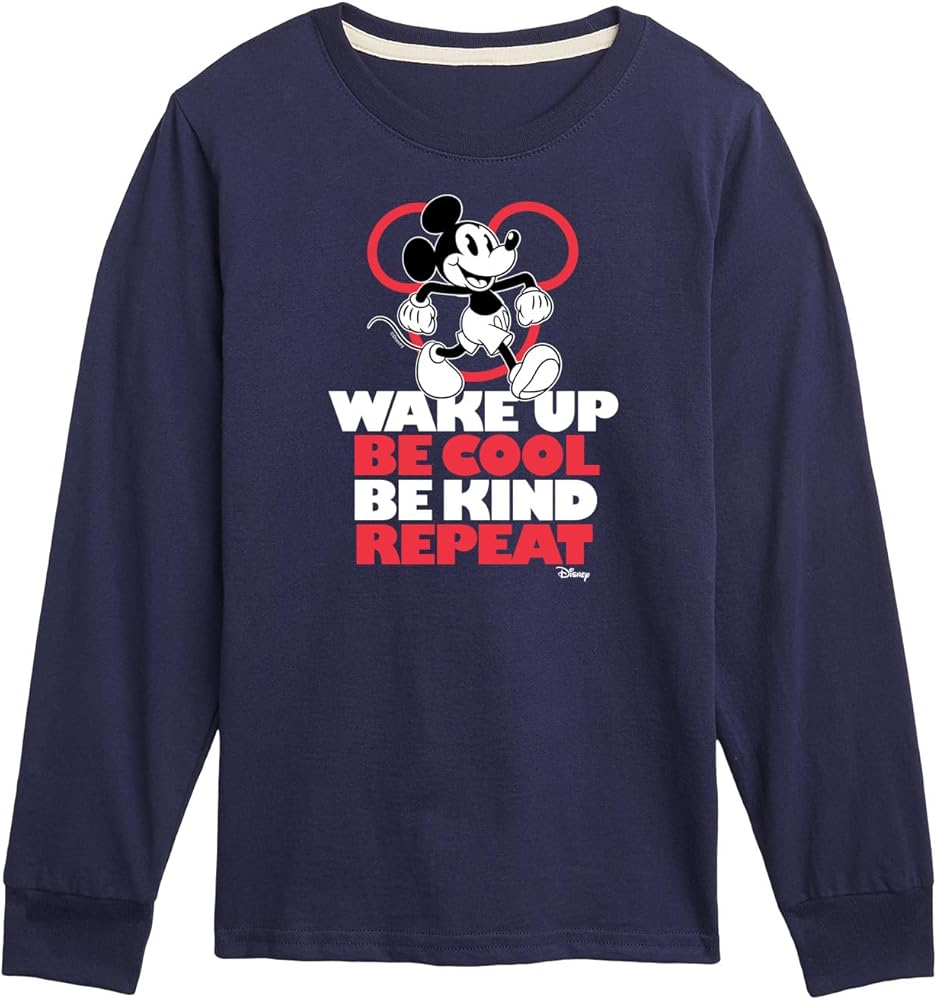 Disney Wake Up, Be Cool, Be Kind, Repeat - Youth Long Sleeve Graphic T-Shirt