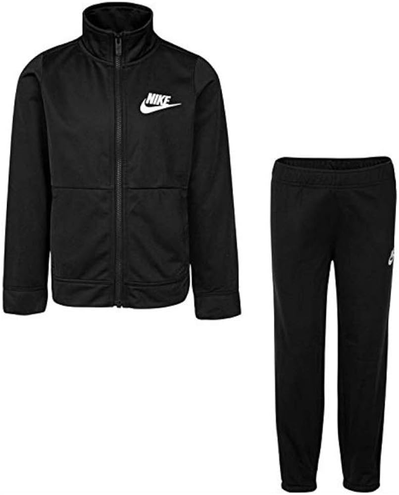 Nike Little Boys' Futura Tricot Jacket and Pants Set (Black(8ME130-023)/White, 5)