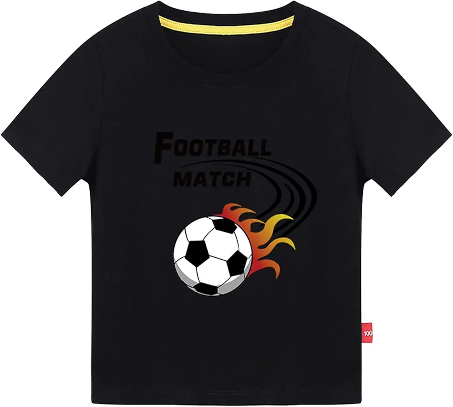 Toddler T-Shirts Graphic Short Sleeve Tees Blouse Toddler Kids Girls Boys Football Cartoon 3D Prints Loose Tops (Black, 5-6 Years)