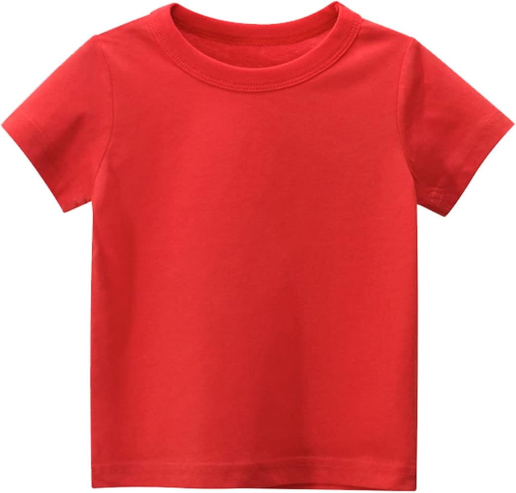 Performance Shirt Toddler Kids Girls Boys Short Sleeve Basic T Shirt Casual Summer Tees Shirt Tops Solid Color Boys Red