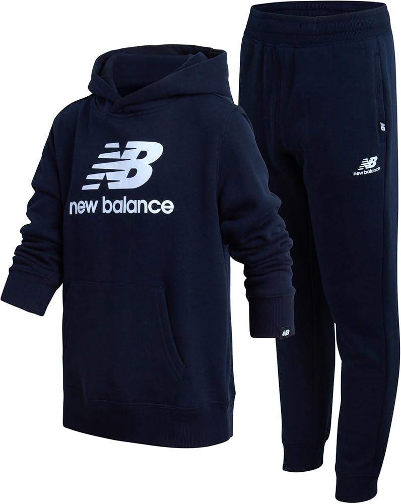 New Balance Boys' Jogger Set - 2-Piece Fleece Pullover Hoodie and Sweatpants, Size 18-20, Eclipse