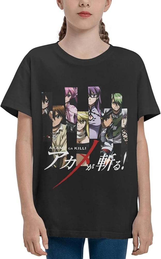 Anime Akame Ga Kill Shirt Boys Girls Round Neck Short Sleeve Cotton Tees