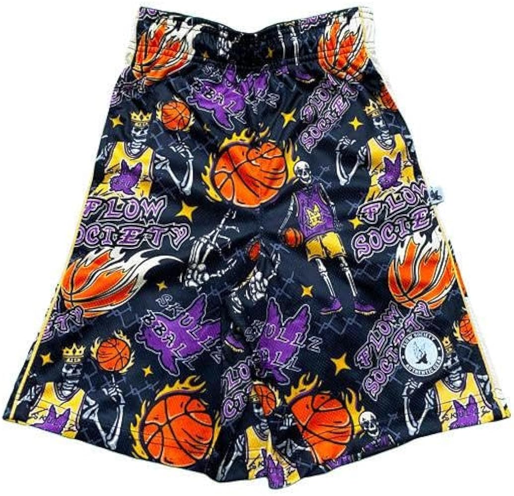 Flow Society Skeleton Hoops Boys Athletic Shorts Black