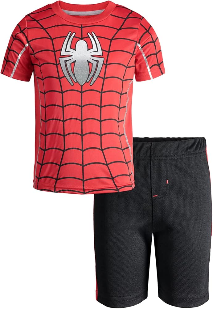 Marvel Avengers Captain America Iron Man Venom Hulk Cosplay Athletic T-Shirt and Shorts Outfit Set Toddler to Little Kid