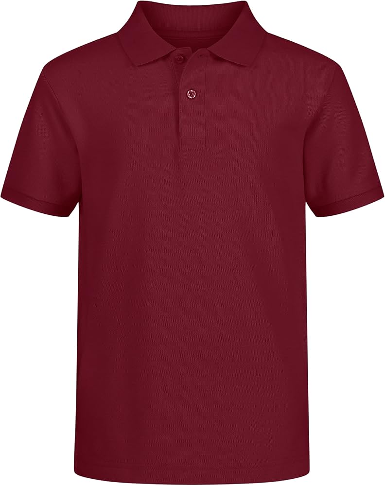 Nautica Boys' Big School Uniform Short Sleeve Polo Shirt, Button Closure, Comfortable & Soft Pique Fabric